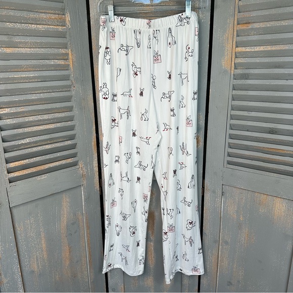 Kate Spade Long Sleeve PJ Set Dog Print Cream Sz M NWT - Picture 13 of 16